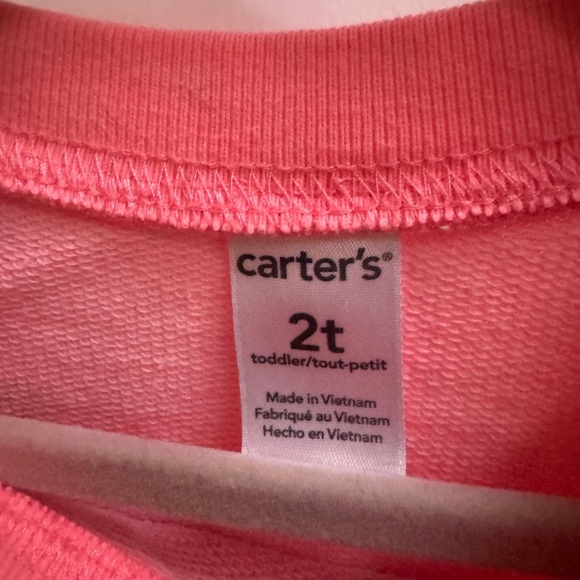 Carter’s 2T Hot Pink Girls Pretty & Perfect What Daddy Said Crewneck Sweatshirt - Picture 4 of 5